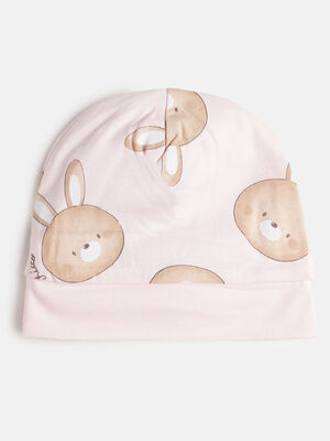 Girls Pink Printed Pure Cotton Cap